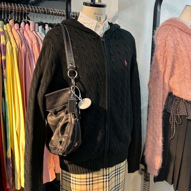 Polo Cable Knit Zip-Up Hoodie