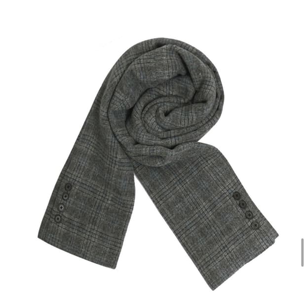 STU 체크 슬리브 머플러 그레이