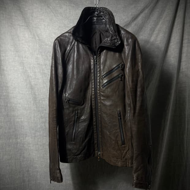 JULIUS Leather High-Neck Jacket