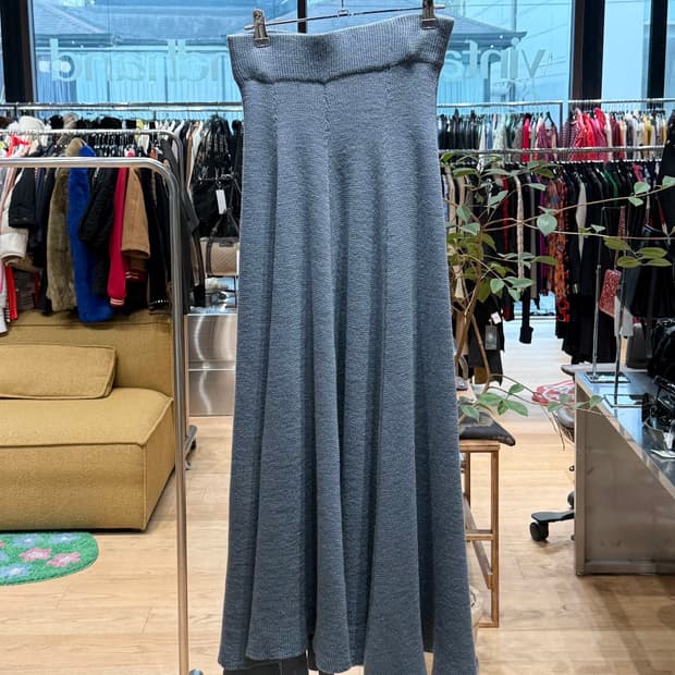 질샌더 블루 밴딩 라나울 롱스커트 