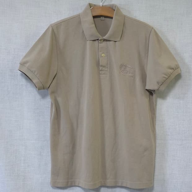 버버리 정품 빅기시자수 슬림핏 반팔 폴로 티셔츠 카라티 남성 95 100