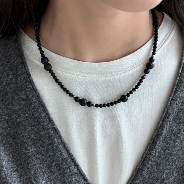 블랙 오닉스 심플라인 원석 목걸이