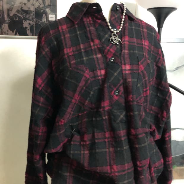 펑크걸 체크셔츠 티셔츠 레이어드