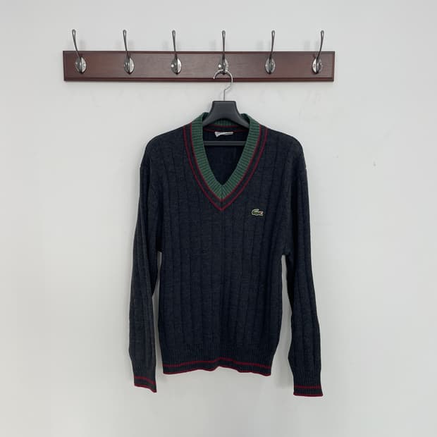 라코스테 v넥 그레이 니트