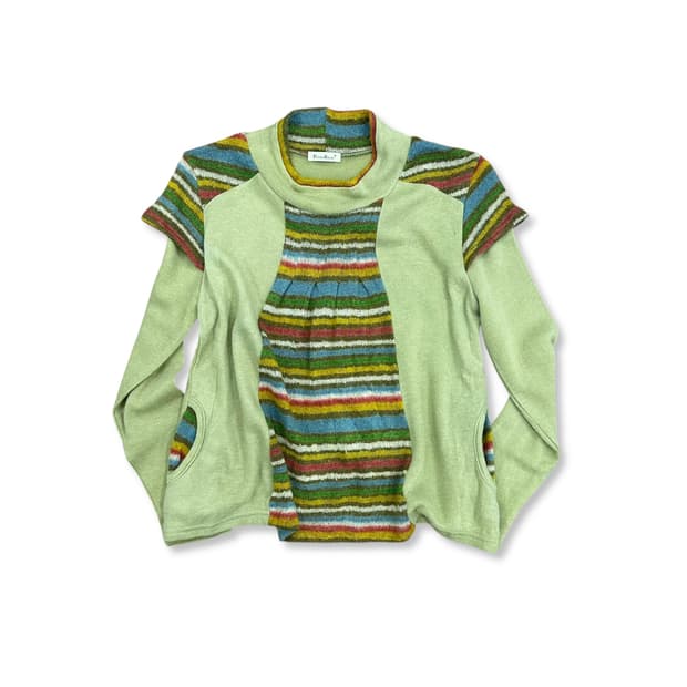 Cap Sleeve Striped Knit Top