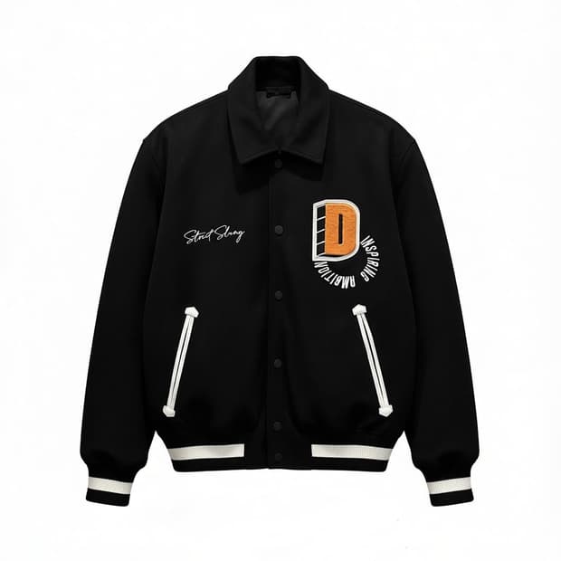 USA VINTAGE 블랙 D 와펜 스트릿 바시티 스웨이드 디테일