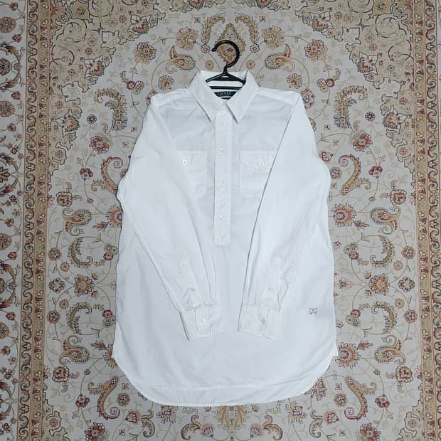 로렌 랄프로렌 여성 화이트 포켓 롱셔츠 s