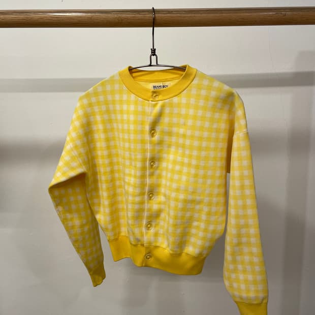 beams boy check cardigan