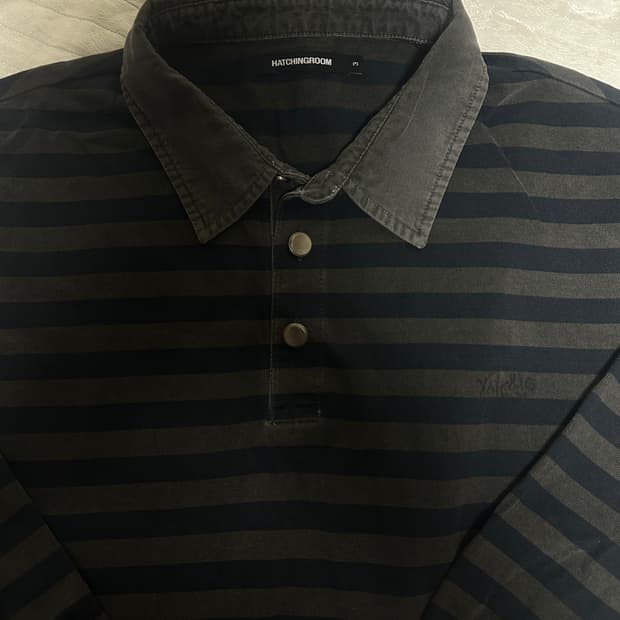 해칭룸 VTG Stripe Polo Tee Dyed Blue (3)