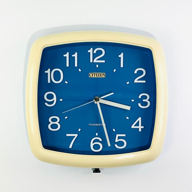일본 빈티지 시티즌 크림블루 벽시계
