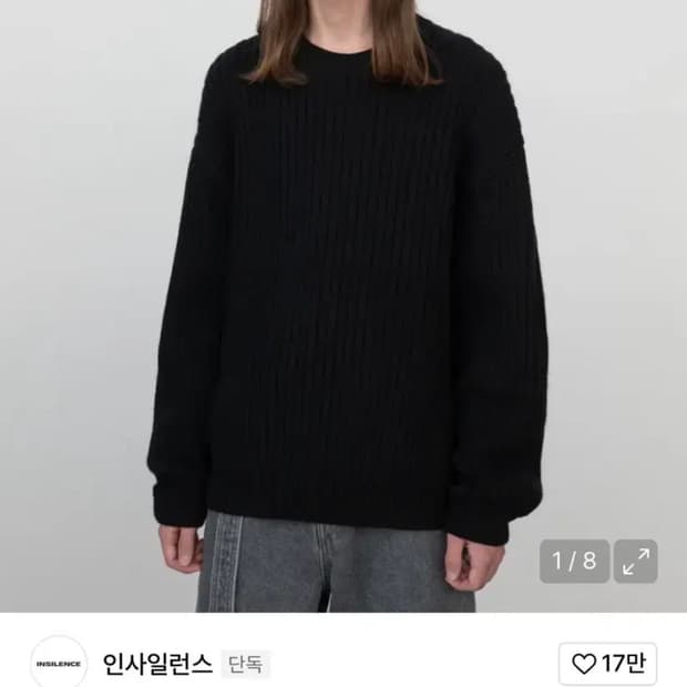 인사일런스 이탈리안 울 리브드 크루넥 니트