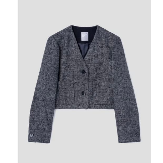 [새상품] 에잇세컨즈 트위드 숏자켓 네이비 XS (택 있음)