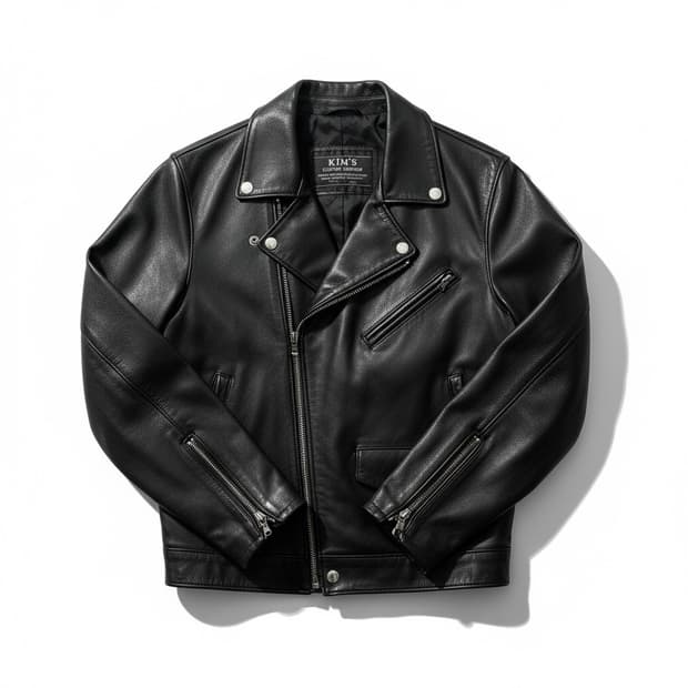 KIM'S 블랙 레더 라이더 자켓