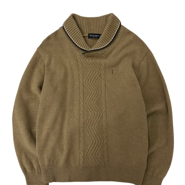 00s YSL 울 숄카라 니트 브라운 (M) 