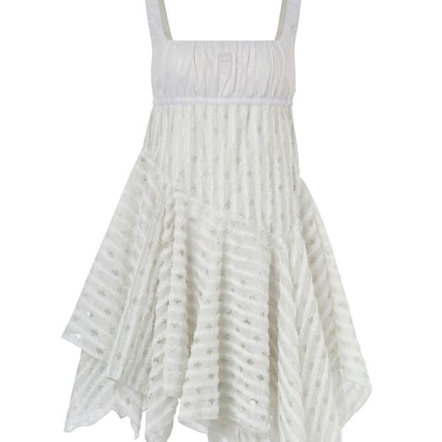 SQUARE NECK LACE DRESS ASH GREEN