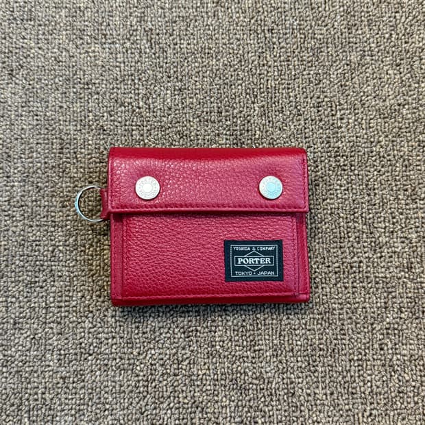 Yoshida Porter 요시다포터 포켓 퍼스 쉬링크 레드 카드지갑