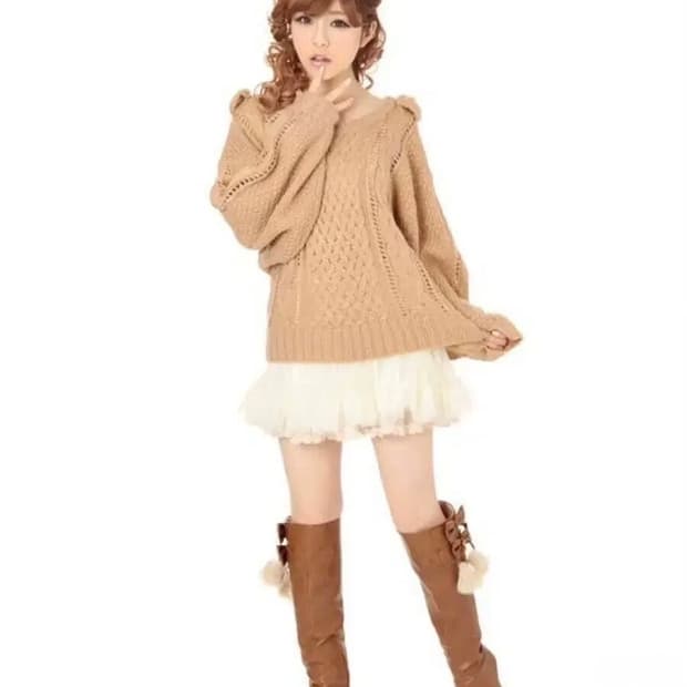 리즈리사 라떼갸루 히메갸루 진주 리본 니트 