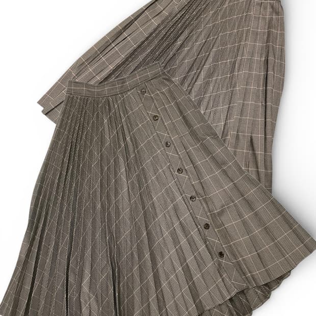 질스튜어트 체크 플리츠 버튼 포인트 롱스커트 66-77
