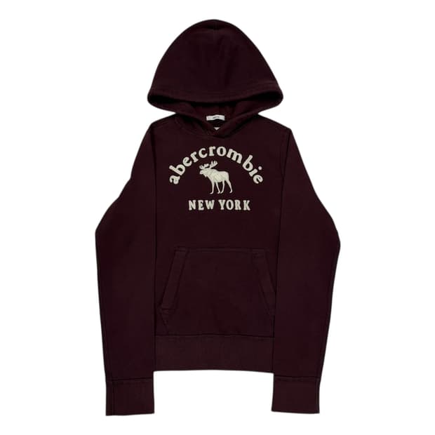 아베크롬비 Y2K 스펠로고 기모 후드티 마룬 버건디 레드 XL