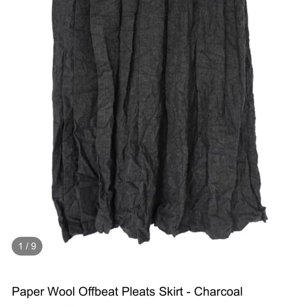 에옹쓰 Paper Wool Offbeat Pleats Skirt
