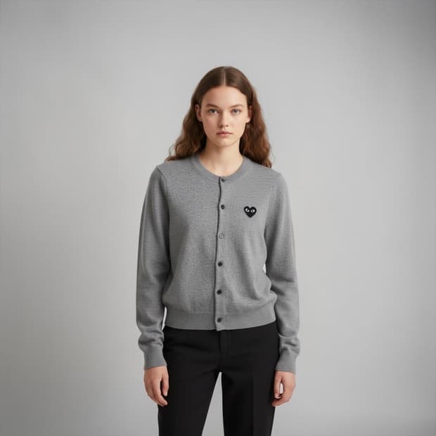 .L/ 꼼데가르송 플레이 블랙하트 그레이 가디건