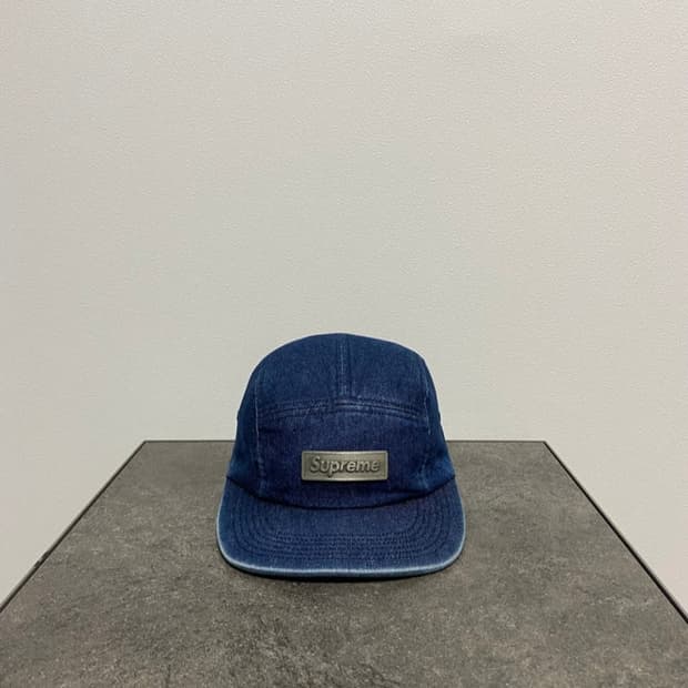 슈프림 워시드 데님 박스로고 캠프캡 모자