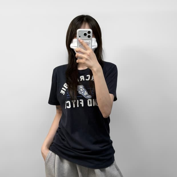 아베크롬비 아치 로고 반팔티 네이비