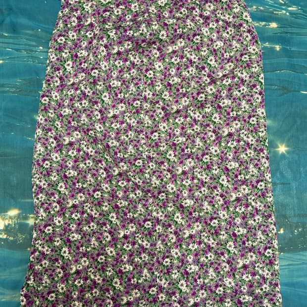보라색 플라워 미디 스커트 하구미 모리걸 빈티지 