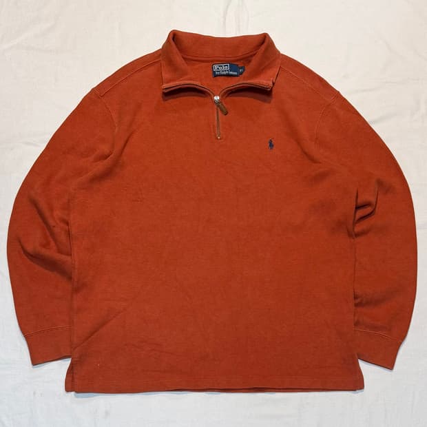 폴로 랄프로렌 반집업 코튼 니트 오렌지