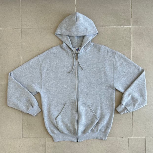 90s 빈티지 러셀 후드집업 그레이 L USA
