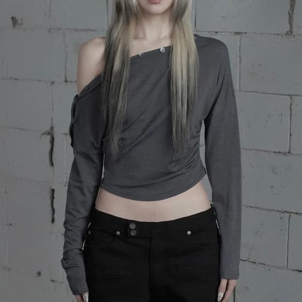 에트오소메 숄더라인 롱슬리브 차콜 Free