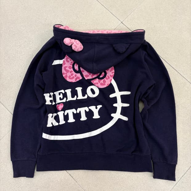 퍼플 핑크 레오파드 키티 후드집업