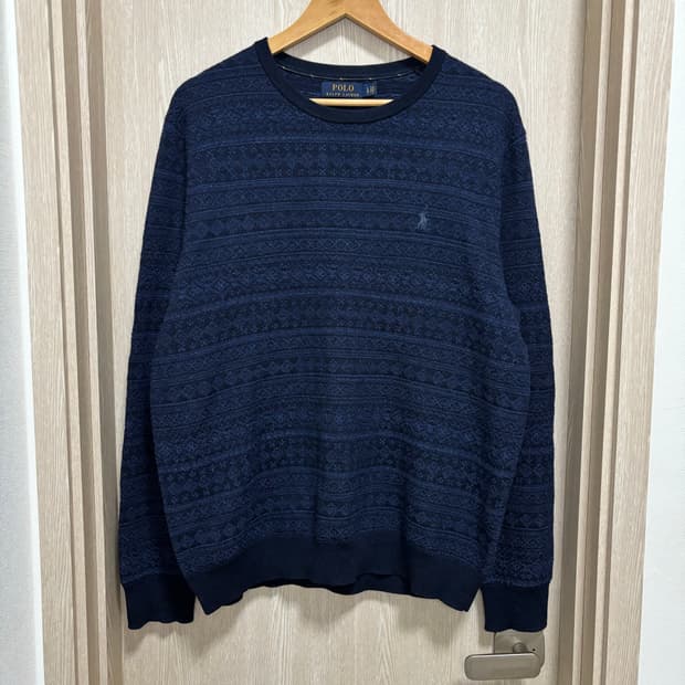 폴로 엑스트라파인 메리노울 패턴니트L/105/네이비