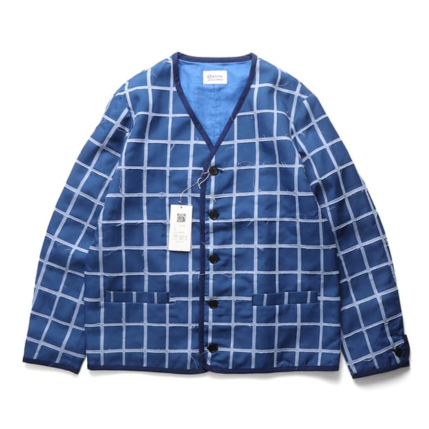 쿠온 KUON Collarless Plaid Jacket