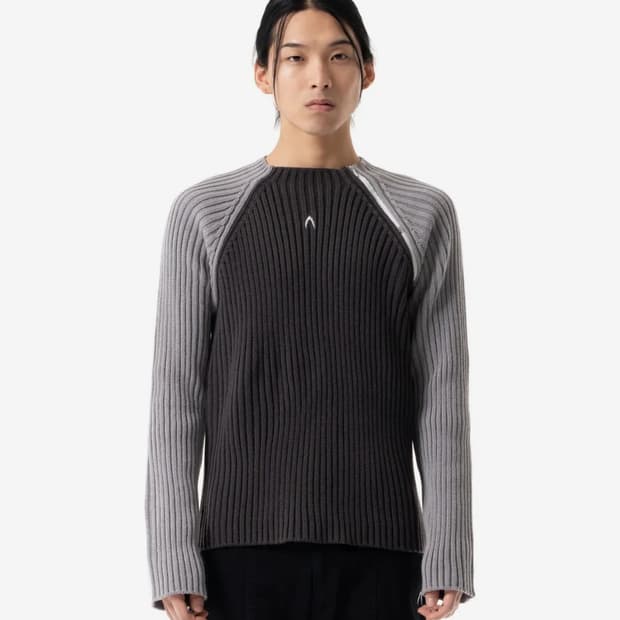 Paneled Half-Zip Sweater (dark gray)