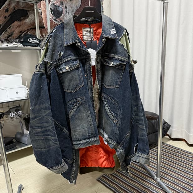 미하라야스히로 레이어드 봄버 데님 자켓