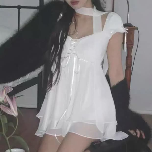 엔젤넘버555 스노우엔젤 블라우스 원피스