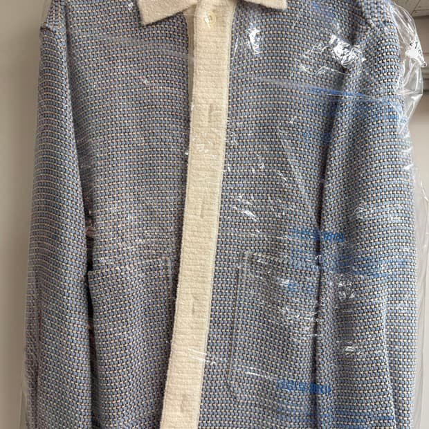 타임옴므 텍스쳐 블록 자켓 스카이블루