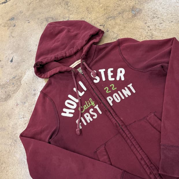 홀리스터 버건디 후드집업 