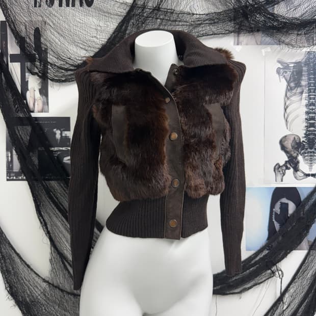00s fur knit jacket