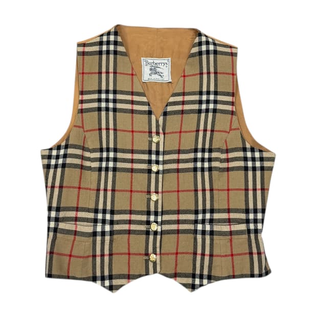 버버리 빈티지 노바체크 브라운 여성 베스트 조끼