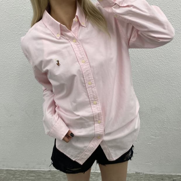 폴로 랄프로렌 옥스포드 딸기우유맛 셔츠 M