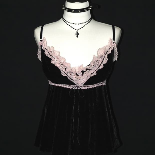 (rose fanfan) gyaru lace velvet top 
