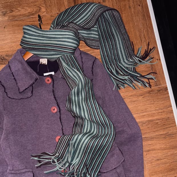 빈티지 민트 스트라이프 머플러