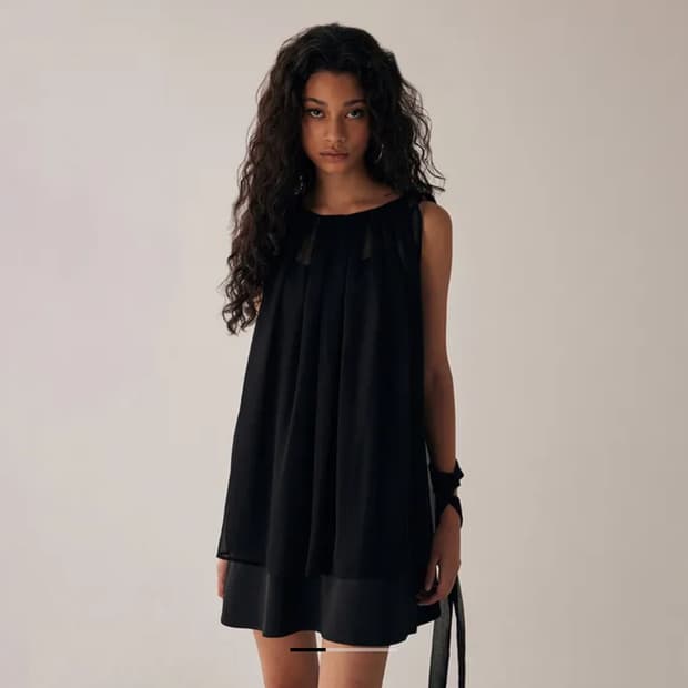 [새상품] 트리밍버드 타이 미니 원피스 블랙