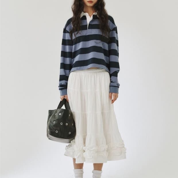 플리즈프로젝트 미들 프릴 스커트 화이트