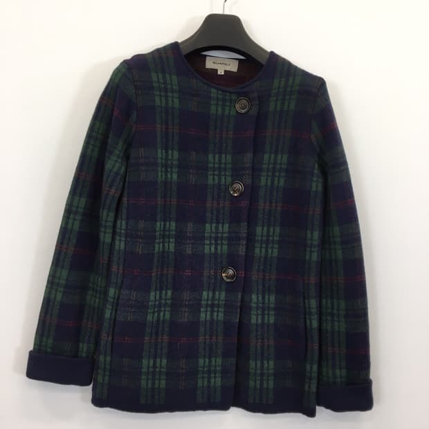 빈폴 앙고라혼방 그린 타탄 니트 가디건 90 