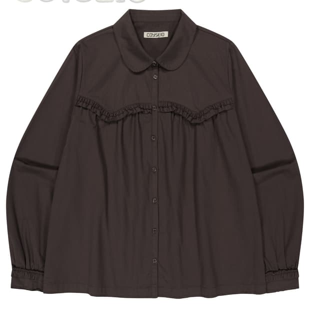 코이세이오 ROUGH CUT FRILL SHIRT BROWN