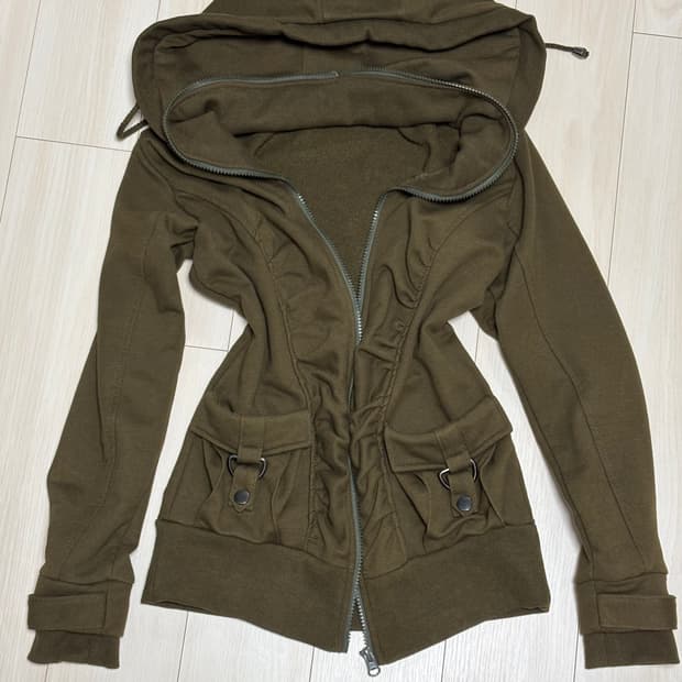 그런지 y2k 카키 후드집업