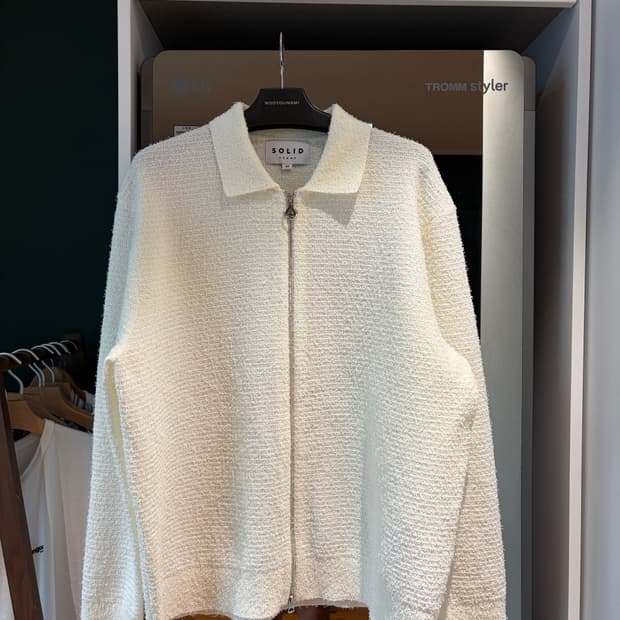 솔리드옴므 베이지 트위드 집업 니트 자켓 50 새상품 (옷걸이 동봉)